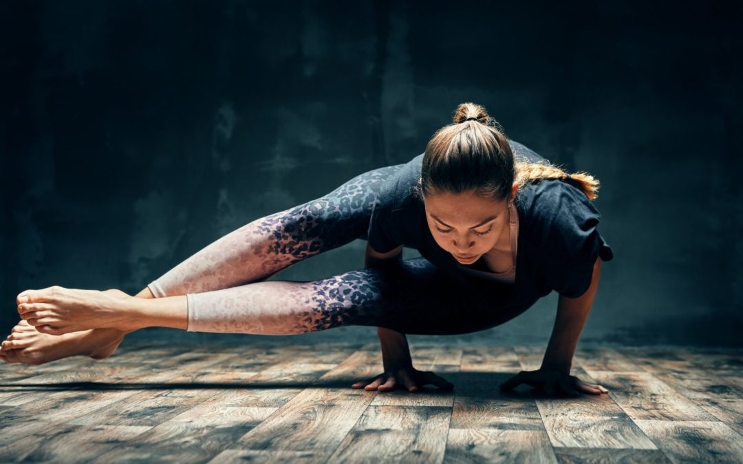 A women do power yoga